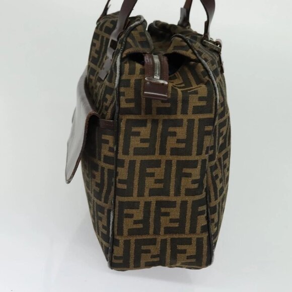 FENDI Zucca Canvas Hand Bag Black Brown Auth ar13658 - Picture 6 of 16